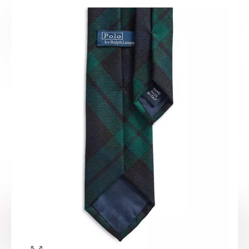 Polo Ralph Lauren Neckwear Core Black Watch Tartan Navy & Green Tie One Size - Picture 3 of 11